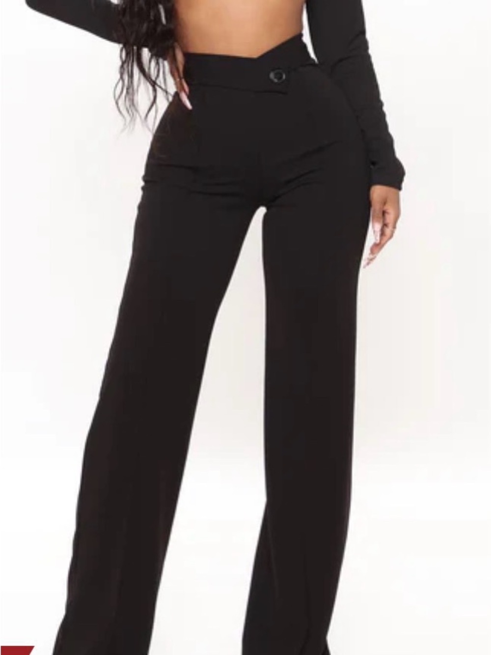 Fashion Nova Black High-Waist Wide-Leg Trousers